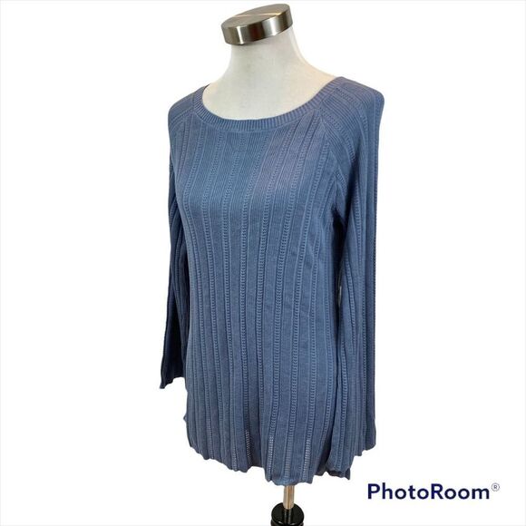 New with Tags ModCloth Open Weave Light Blue Boat Neck Sweater Size Small - Picture 4 of 11